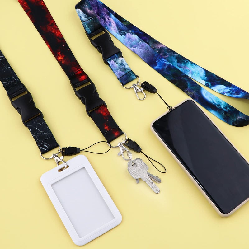 DMLSKY Lanyards for Keys ID Badges Men Women  3 Pcs Cool Galaxy Neck Lanyards Keychain Black Red Purple - Image 2